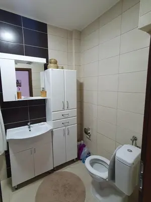 a bathroom with a toilet and a sink at Apartman Bečiči - Budva - Free Parking in Budva