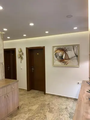 a kitchen with a painting on the wall at Luxury Villa Ulcinj in Ulcinj