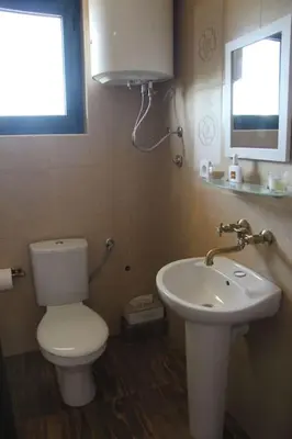 a bathroom with a toilet and a sink at Villa Elena Zagora in Neodi