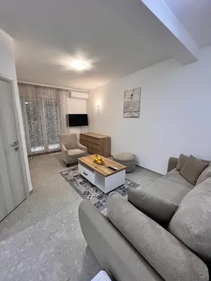 a living room with a couch and a table at apartman Natali in Budva
