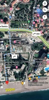 a map of a city with roads and buildings at Becici Studio Apartment in Budva