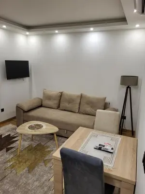 a living room with a couch and a table at Lux Apartmani Bajova in Cetinje