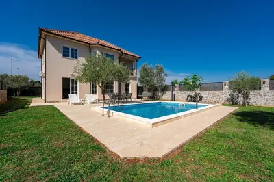 a house with a swimming pool in a yard at Villa Stemi in Tivat