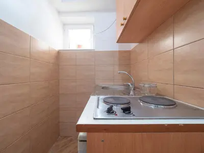 a kitchen with a stove and a sink at Tomy Garden House in Budva