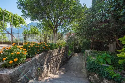 a garden with flowers and a stone wall at BARBARA101 in Kotor