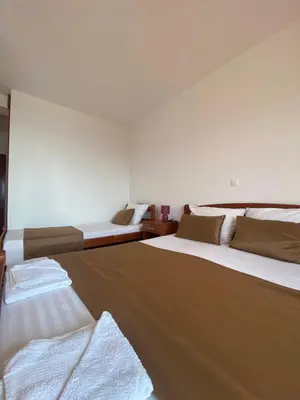a room with two beds and a couch at DeLux Apartmani in Dobra Voda