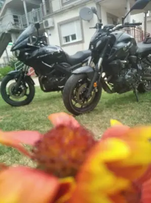 two motorcycles parked in front of a house at Vila Natalija in Podgorica