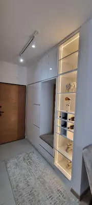 a room with a walk in closet with a door at Adrijana Apartments in Ulcinj