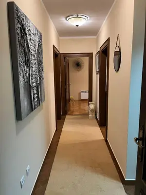 a hallway with two paintings on the walls at Apartman Nina in Kotor