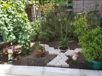 a garden with a small garden with plants and rocks at Apartment Marina in Kotor
