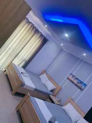 an overhead view of a room with two beds at Keno & Keon in Ulcinj