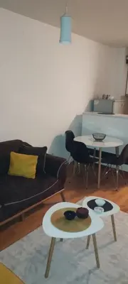 a living room with a couch and two tables at Flat Iva in Podgorica