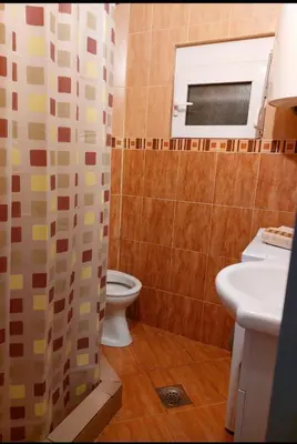 a bathroom with a toilet and a sink at Apartman Maslina in Podgorica