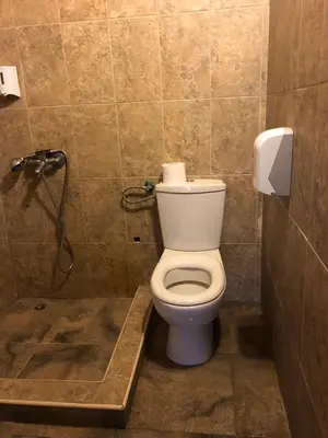 a bathroom with a toilet and a shower at Masa L13 Stasa L14 in Ulcinj
