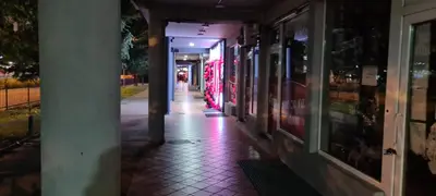 an empty hallway of a building at night at Apartman Velimir Stari Aerodrom in Svijetin Brijeg