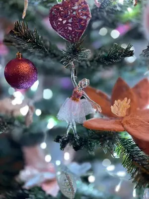 a christmas tree with ornaments on it at Sea view apartment in Kotor ! Apartment Popica in Kotor