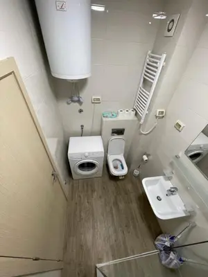 a small bathroom with a toilet and a sink at Apartment CK in Podgorica
