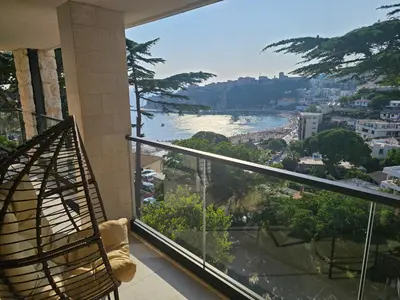 a balcony with a view of the ocean at The New Hotel Mediteran - VILLA Edition in Ulcinj