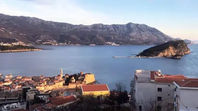 a view of a city and a large body of water at TOP view Apartment Budva in Budva