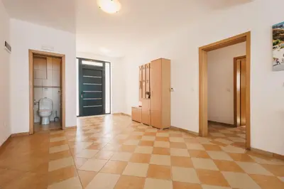 an empty room with a toilet and a bathroom at Orange Villa - 7 Bedrooms - 5 Star Location - Views - Pool in Dobra Voda