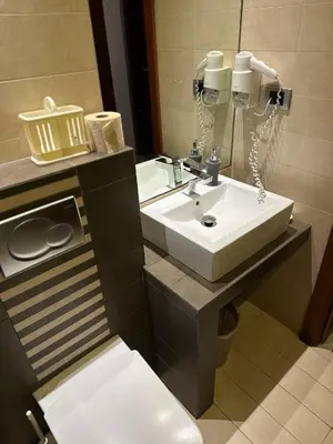 a bathroom with a sink and a mirror at Vila Centar in Budva
