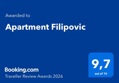 a blue sign with the words appointment flipphrine at Apartment Filipovic in Podgorica