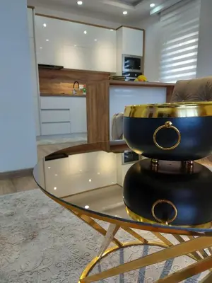 a bowl on a glass table in a kitchen at Long beach luxury Premium apartments in Ulcinj