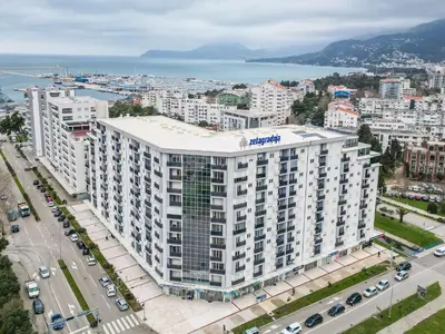 an aerial view of a building in a city at Luxury AMAAA Apartment in Bar