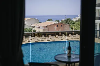a view of a swimming pool from a hotel room at Casa Costa in Dobra Voda