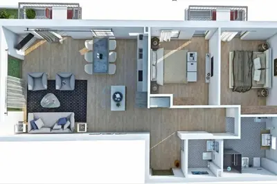 a floor plan of a small house with at Apt 