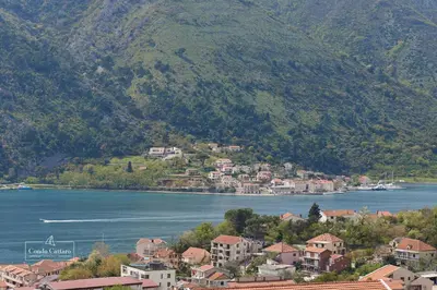 a view of a town next to a body of water at Condo Cattaro in Kotor