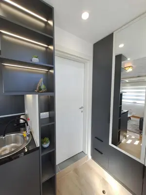 a bathroom with a sink and a mirror at Apartman Podgorica Stara Varos Vlado in Podgorica