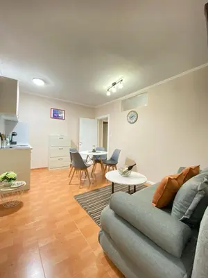 a living room with a couch and a table at Aquata Apartments in Tivat
