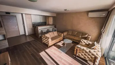 an overhead view of a living room with couches at Apartment Ra Przno Budva in Budva