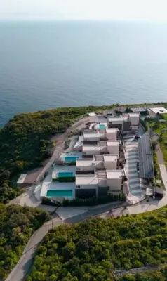 an aerial view of a resort in the ocean at Cape Montenegro Villas in Krimovice