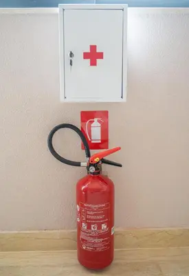 a red fire hydrant sitting on top of a floor at Marea DeLuxe Apartments in Kotor