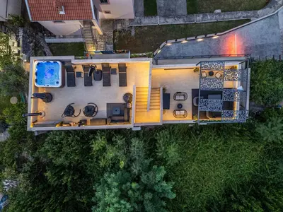 an overhead view of a house with a roof at Marea DeLuxe Apartments in Kotor