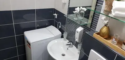 a bathroom with a white toilet and a sink at Diva Petra Apartments in Budva