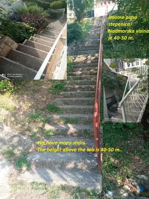 a collage of two pictures of some stairs at OLGA apartmani in Sutomore
