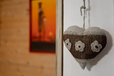 a vase with snow on it hanging from a wall at Orange Apart in Ulcinj