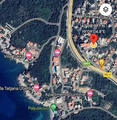 a map of a city with red pointers at Guest House in Utjeha in Utjeha