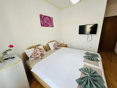 a bedroom with a bed and a tv on the wall at BOGUMILA in Bar