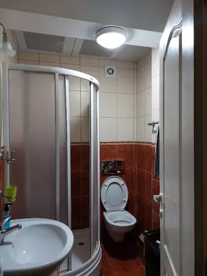 a bathroom with a toilet and a sink and a shower at Apartment Rozino in Budva