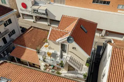 an overhead view of a building with red roofs at Kotor Central Point in Kotor