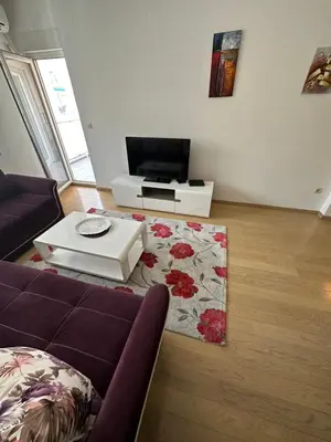 a living room with a couch and a coffee table at Thousand Roses in Podgorica