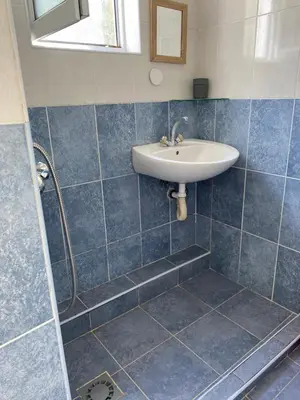 a bathroom with a sink and a shower at Green Villa in Bar, Susanj